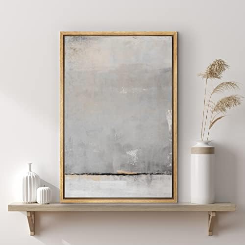 SIGNWIN Framed Canvas Print Wall Art Gray Tan Pastel Watercolor Landscape Abstract Shapes Illustrations Modern Art Decorative Contemporary Chic for Living Room, Bedroom, Office - 24"x36" Natural