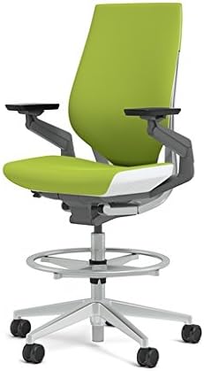 Steelcase Gesture 442 Stool Chair - Cogent: Connect Wasabi Fabric, Wrapped Back, Light on Light Frame