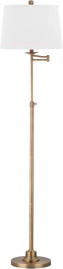 SAFAVIEH Lighting Collection Nadia Traditional Farmhouse Swivel Swing Arm Gold 64-inch Adjustable Height Living Room Bedroom Home Office Standing Floor Lamp (LED Bulb Included)