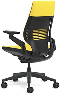 Steelcase Gesture Office Chair - Cogent Connect Canary Yellow Upholstered Wrapped Back Black Frame High Seat Black Seat/Back/Arms Hard Floor Caster Wheels