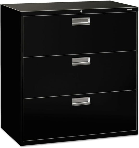 HON 693LP Three-Drawer Lateral File, 42w x 18d x 39 1/8h, Black File Cabinet, Sold as 1 Each