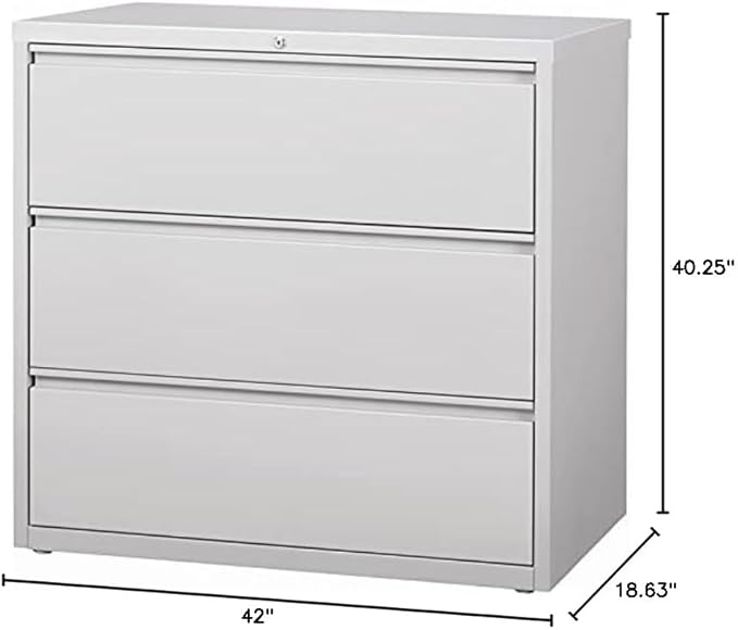 Hirsh 42-in Wide HL8000 Series Metal 3 Drawer Lateral File Cabinet Light Gray