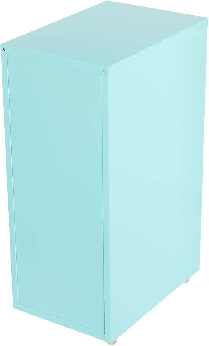 6 Drawer Vertical File Cabinet, 27" Lockable Metal Storage Cabinet with 4 Wheels, Mobile Filing Organization Under Desk for Office, Study, Dresser (Blue)