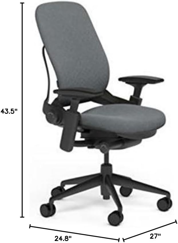 Steelcase Leap Office Chair, Black Frame and Buzz2 Grey Fabric