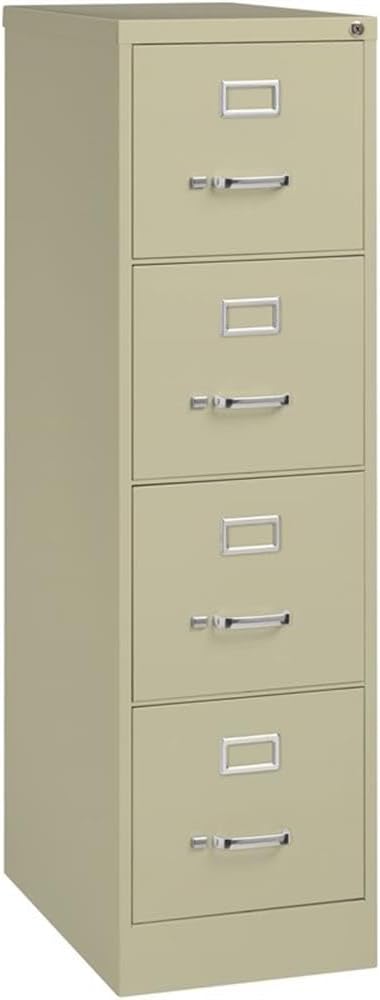 Pemberly Row Set of 3 4-Drawer Letter Width Vertical File Cabinet in Putty/Beige