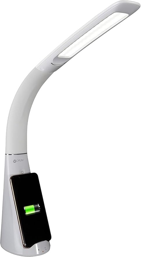 OttLite Purify LED Sanitizing Desk Lamp with Wireless Charging – Eliminates up to 99.9% of Bacteria, Touch Activated, Flexible Neck, Modern Light for Reading, Crafting & Office Desktop