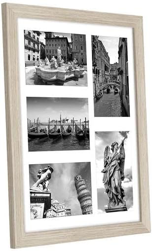 Americanflat 4x6 Collage Picture Frame with Shatter-Resistant Glass - Fits Five 4x6 Photos or Use as One 11x14 Picture Frame - Signature Collection - Collage Frames for Wall Display - Driftwood
