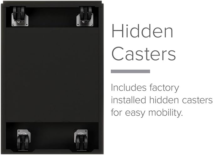 Hirsh Industries 3-Drawer Metal Mobile Pedestal, 20" Deep Box/Box/File Configuration, Black Finish, 27.75" H x 15" W x 19.88" D, Locking File Cabinet with Hidden Casters, Office Storage Solution
