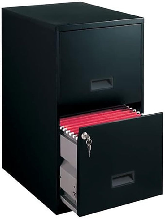 AVSAN Filing Cabinet Dimensions 18" Deep 2 Drawer Metal Steel Organizer File Cabinet with Lock, Black