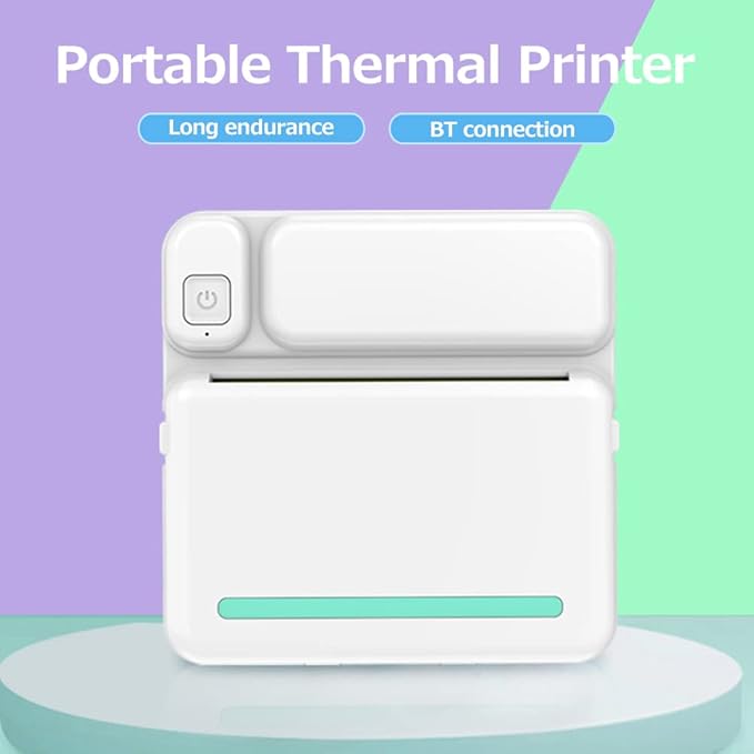 Portable Pocket Size Wireless BT Thermal Printer Simple Operation Support Photo Notes Errors Text Memo Printing Pink for Office Home (Green)