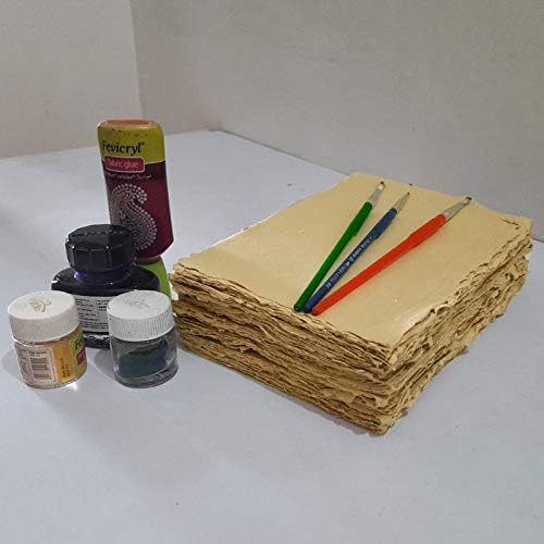 Deckle Papers Handmade Deckle Edge Scrapbooking Paper, Home Decoration, Invitations, Crafts -Thick 150 GSM Size-A6 Pack of-50-Brown