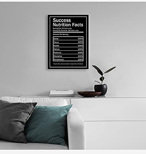 Motivational Canvas Wall Art Motivational Quotes Pictures Success Nutrition Facts for Canvas Painting Motivational Posters Printed Artworks Office Home Decor Ready to Hang[18" W x 24" H]
