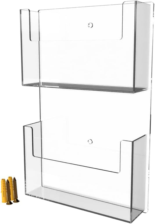 Marketing Holders Postcard Holder Clear Acrylic 2 Pocket Vertical Hanging Display With Hardware Greeting Card Rack Sorting Organizer Index Card Bin Schools Universities Distribution Souvenir
