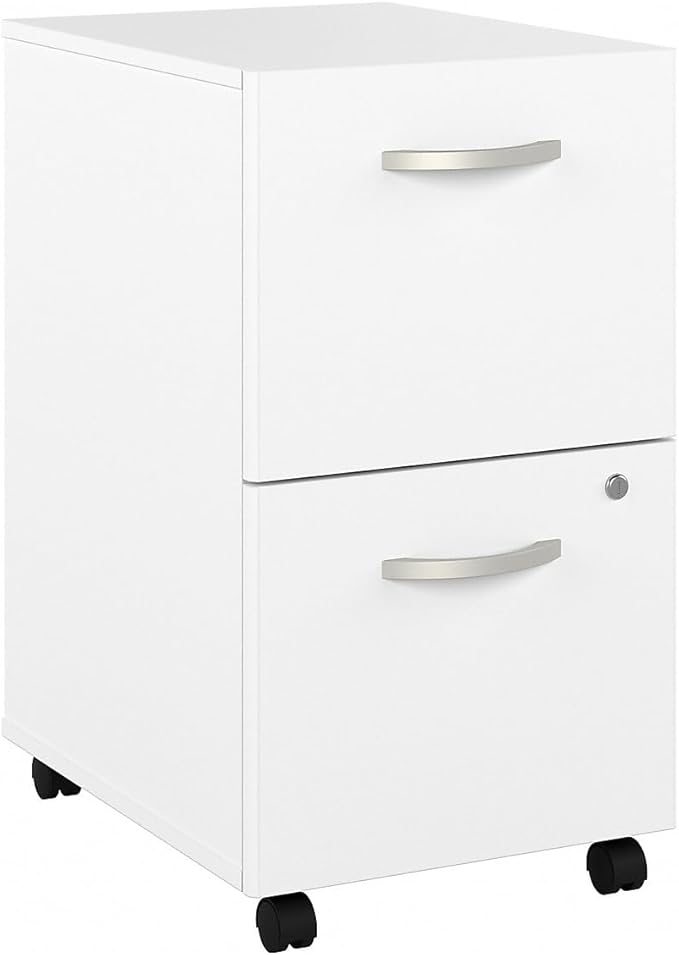 Bush Business Furniture Hybrid 2 Drawer Mobile File Cabinet in White - Assembled