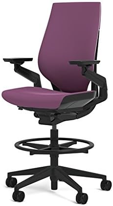 Steelcase Gesture 442 Stool Chair - Cogent: Connect Concord Fabric, Shell Back, Dark on Dark Frame, Wheels for Hard Flooring