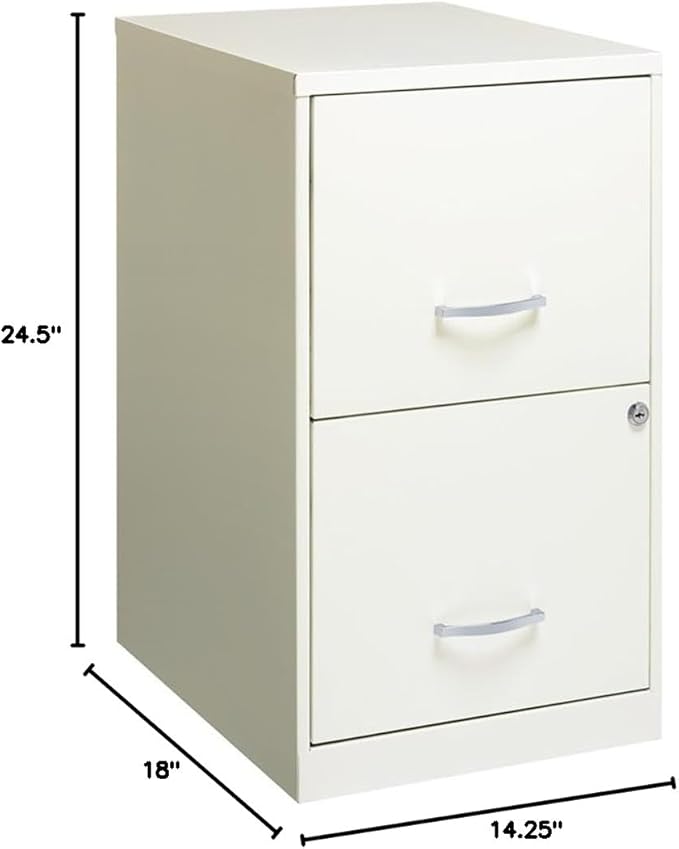 Scranton & Co Set of 2 18" D 2-Drawers Metal File Cabinet in Pearl White