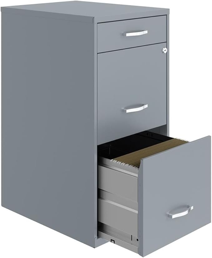 Hirsh Industries Space Solutions 18 inch 3 Drawer Metal File Cabinet with Pencil Drawer Gray