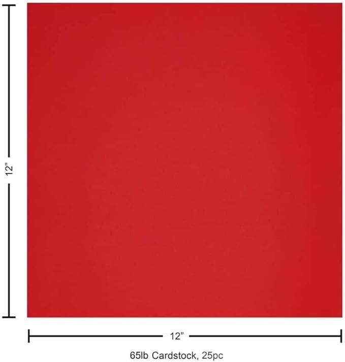 PA Paper Accents Smooth Cardstock 12" x 12" Schoolhouse Red, 65lb colored cardstock paper for card making, scrapbooking, printing, quilling and crafts, 25 piece pack
