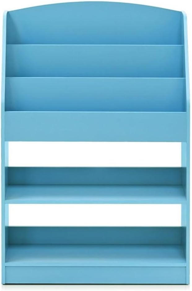 Furinno LOVA Book Shelf, 5-Tier Magazine Bookshelf, Bookcase with Open Shelves Storage, 9.4 x 24.6 x 37, for Living Room, Bedroom, Home Office, Light Blue