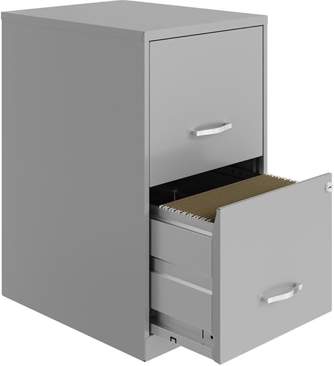 Hirsh Industries Space Solutions 18in 2 Drawer Metal File Cabinet Arctic Silver, Letter Size, Fully Assembled
