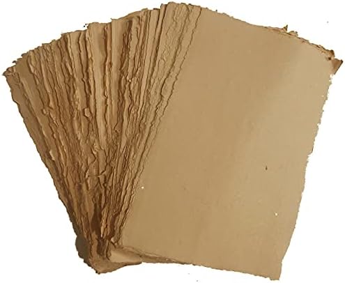 Deckle Papers Handmade Deckle Edge Scrapbooking Paper, Home Decoration, Invitations, Crafts -Thick 150 GSM Size-A6 Pack of-50-Brown