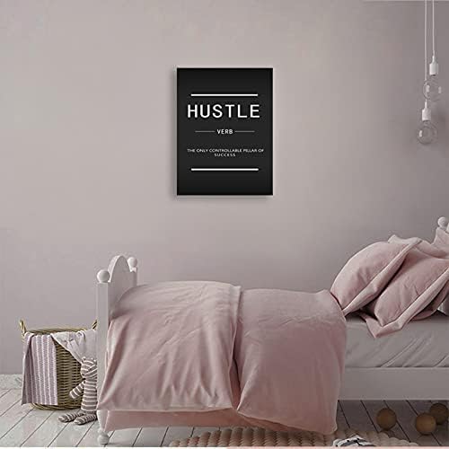 Inspiring Entrepreneur Quotes Canvas Wall Art Hustle Verb Inspirational Quotes Modern Inspirational Mottos Picture Poster Prints Living Room Office Artwork Decoration to be Hang[18" W x 24" H]