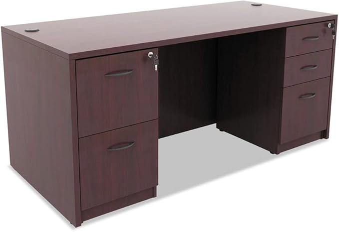 Alera Alera Valencia Series Full Pedestal File, Left Or Right, 2 Legal/Letter-Size File Drawers, Mahogany, 15.63" X 20.5" X 28.5"
