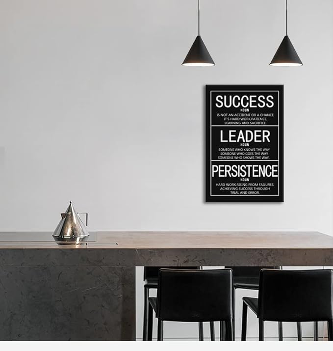 Inspirational Framed Office Canvas Wall Art Motivational Entrepreneur Positive Quotes Success Noun Leader Noun Persistence Noun Paintings Artwork Home Classroom Wall Decor [12" W X 18" H]