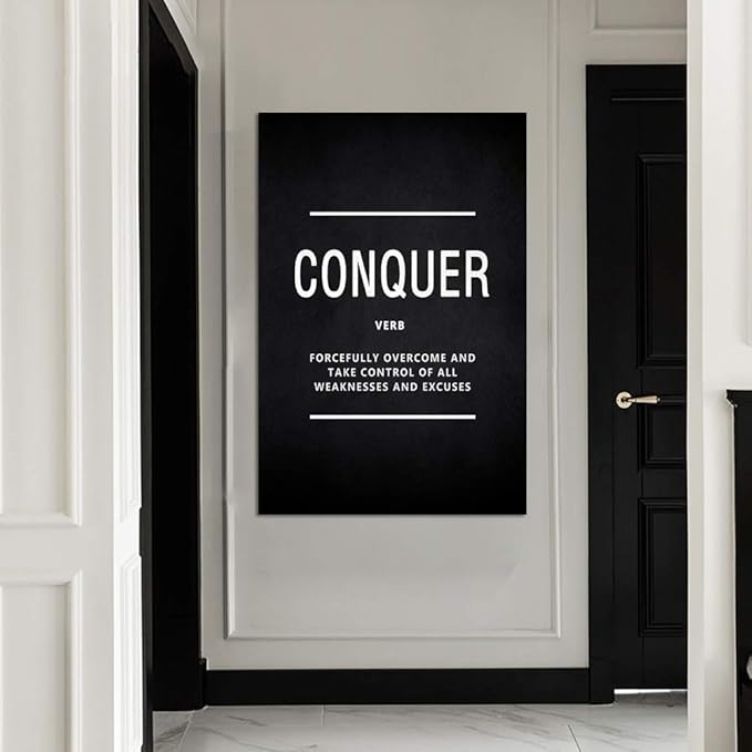 Yatsen Bridge Motivational Wall Art for Office Inspirational Canvas Painting Conquer Verb Posters Inspiring Quotes Positive Motto Sign Prints Artwork Home Living Room Decorations Framed (24”Wx36”H)