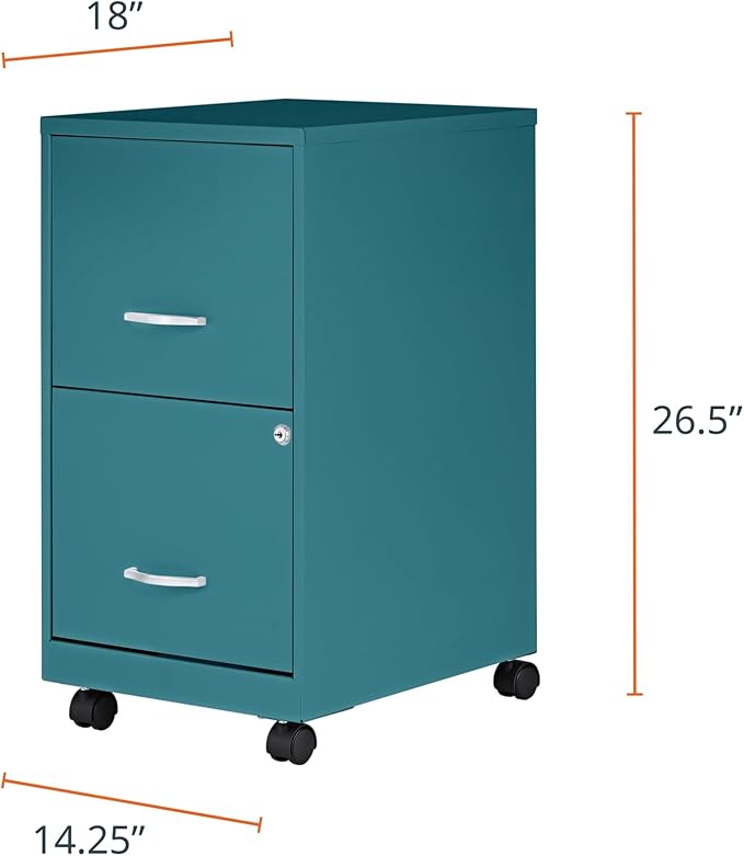 Lorell LYS SOHO File/File Mobile Cabinet, Teal