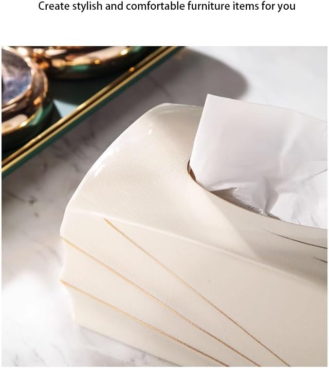 Stylish Tissue Box Ceramics Tissue Box Rectangle Facial Tissue Box and Facial Paper Organizer for Bathroom Vanity Desk Offices Bedroom Home Modern Tissue Box (Color : White) (Green)