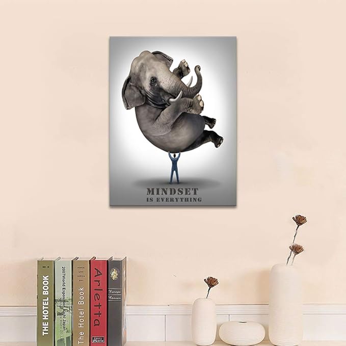 Mindset Is Everything Inspirational Canvas Wall Art Entrepreneur Quote Poster Print Positive Affirmation Motivational Office Wall Decor Leadership and Business for Bedroom Frame Easy to Hang-18"Wx24"H