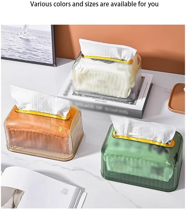 Stylish Tissue Box Spring Tissue Box and High-end Tissue Box Rectangular Tissue Holder for Vanity Bathroom Kitchen Office Room Home Decor Modern Tissue Box (Color : Amber) (White)