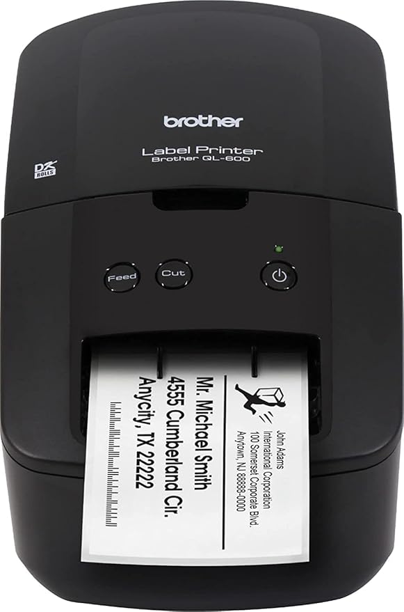 Brother QL-600 Economic Desktop Label Printer for Office and Home - Wired USB Connectivity - up to 44 Labels per Minute, 300 x 600 dpi, Up to 2.4" Wide, Automatic Tape Cutter, Tillsiy Printer Cable