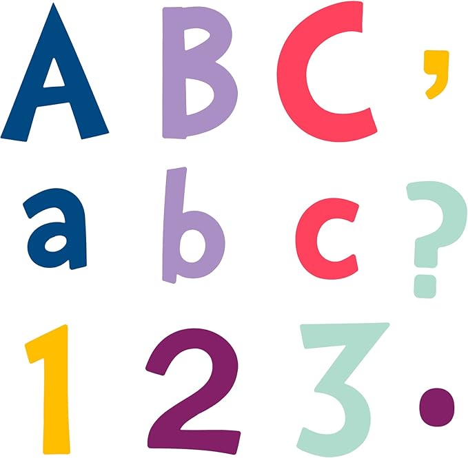 Tenare 134 Pieces 5 Inch Bulletin Board Letters Alphabet Numbers Combo Set Letter Cutouts for Bulletin Board Display Home Decor(Happy Day Color)