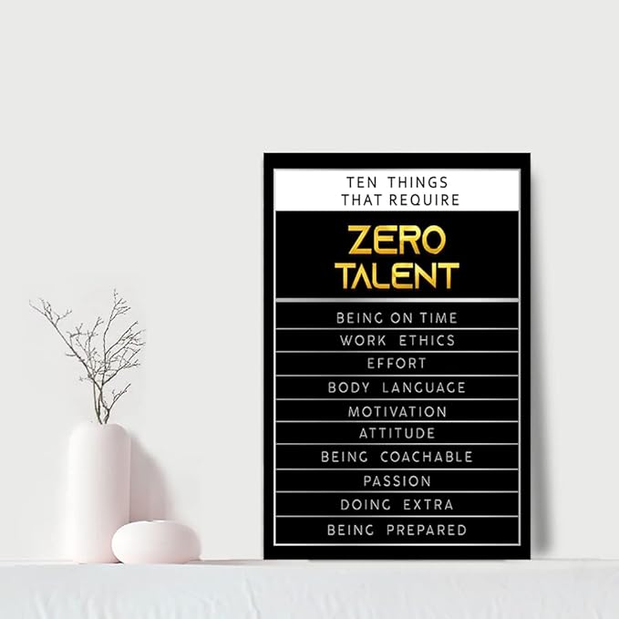 Yatsen Bridge Motivational Office Canvas Wall Art Positive Quotes Ten Things That Require Zero Talent Inspirational Painting Wall Decor Artwork Wooden Framed Ready to Hang - 12”W x 16”H