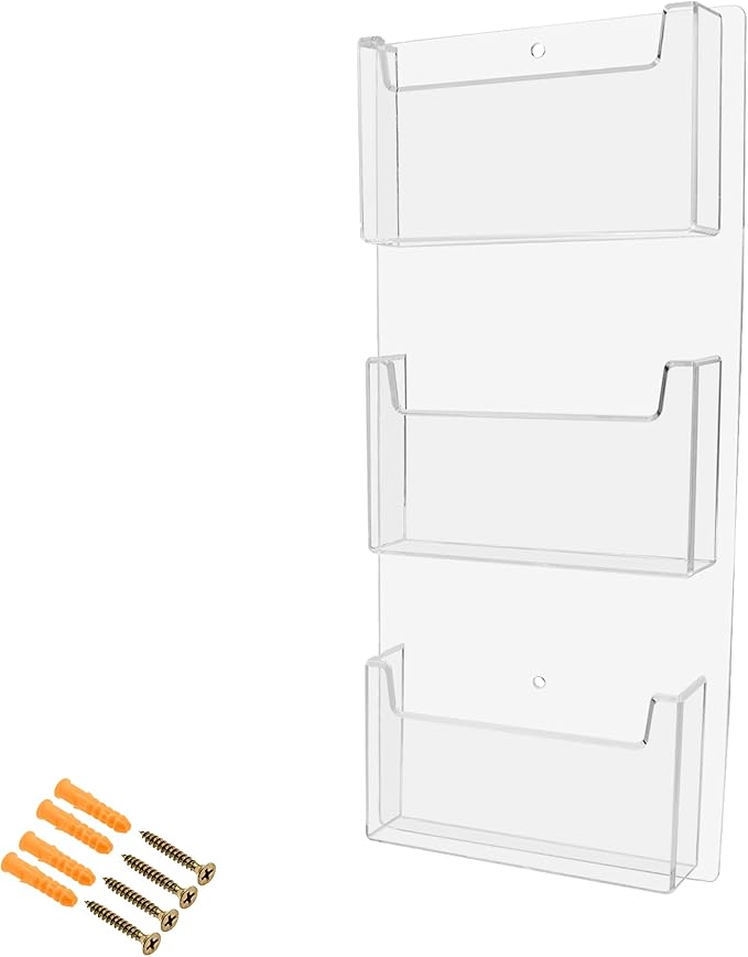Marketing Holders Postcard Holder 3 Slot Acrylic Wall Mount with Hardware for 6" Greeting Cards Index Card Bin for Schools and Universities Rack Distribution Display for Hotels
