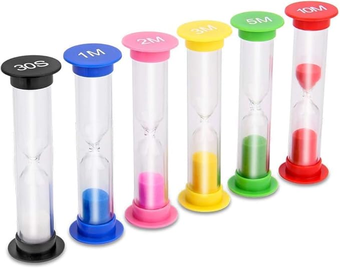 Sand Timer, KISEER 12 Pcs Colorful Hourglass Sandglass Sand Clock Timers Set 30sec / 1min / 2mins / 3mins / 5mins / 10mins for Brushing Children's Teeth, Cooking, Game, School, Office