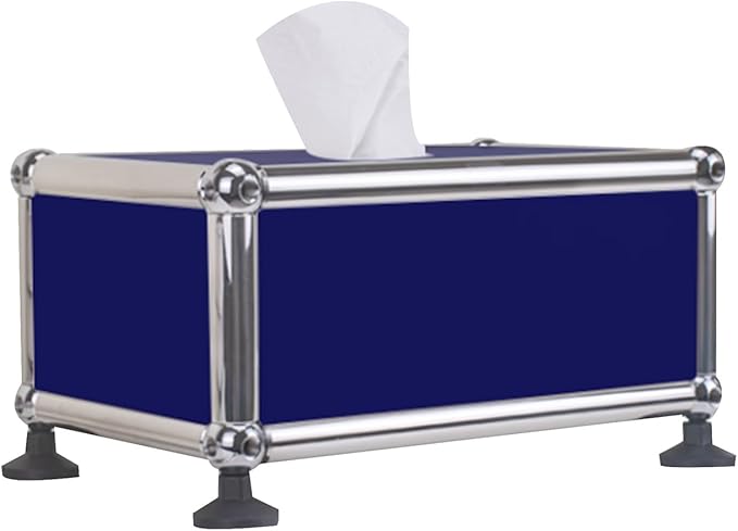 Stylish Tissue Box Stainless Steel Tissue Box Napkin Tissue Box Holder and Rectangle Tissue Organizer for Kitchen Office Room Home Decor Modern Tissue Box (Color : Blue) (Blue)