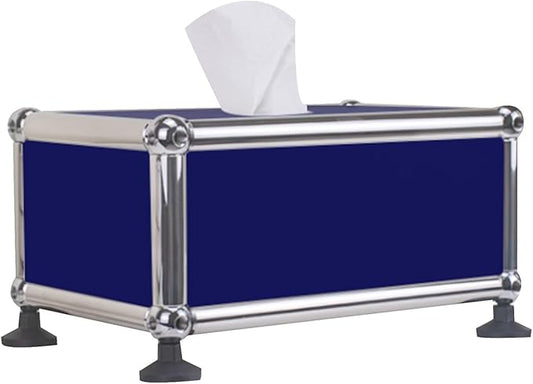 Stylish Tissue Box Stainless Steel Tissue Box Napkin Tissue Box Holder and Rectangle Tissue Organizer for Kitchen Office Room Home Decor Modern Tissue Box (Color : Blue) (Blue)