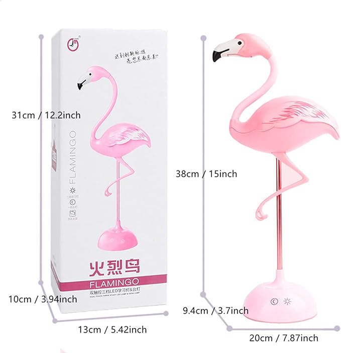 Fantasee Flamingo Desk Lamp USB Bedside Table Lamp Nursery Night Light Touch Dimmable for Child Kids Students Bedroom Living Room Dorm Reading Birthday Party Gift (Pink Flamingo)
