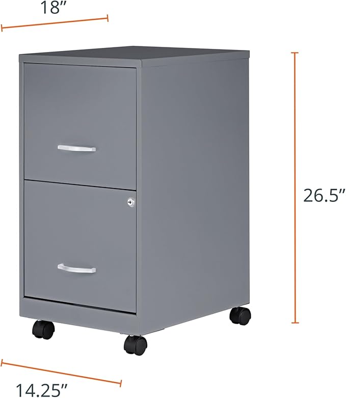 Lorell LYS Chrome Pull F/F Mobile File Cabinet, Silver