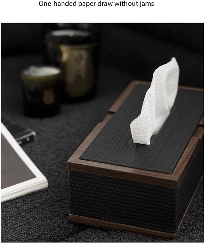 Stylish Tissue Box Walnut Tissue Box High-End Tissue Box Cover and Rectangular Tissue Box Holder for Bathroom Kitchen Office Desk Dressers Modern Tissue Box (Color : Gray) (White)