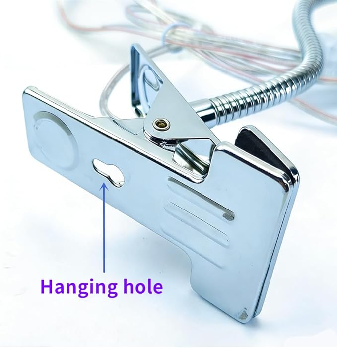 QUANS 5W 5x1W Warm White Clamp Clip on 19inch Flexible Gooseneck High Power LED Desk Table Sewing Study Work Bedside Reading Swing Arm Light Lamp,Ultra Bright Silver 110V US Plug
