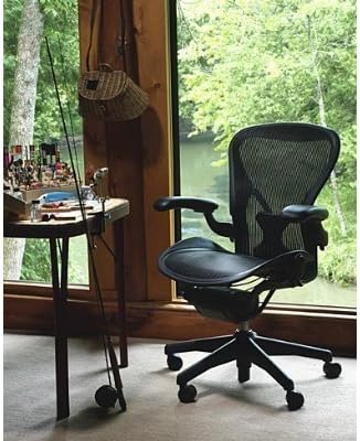 Aeron Chair by Herman Miller with PostureFit, Highly Adjustable Classic Carbon, Graphite Size B Medium Posture Fit