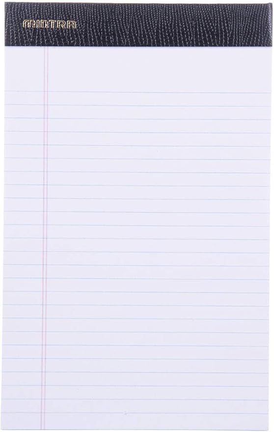 Mintra Office White Legal Pads – Ruled Notepads and Micro-Perforated Sheets, Ideal for Writing, Note-Taking & Creativity, Office, or Professional Use, Premium Pad 6 pack, 5"x8" (Narrow Ruled)