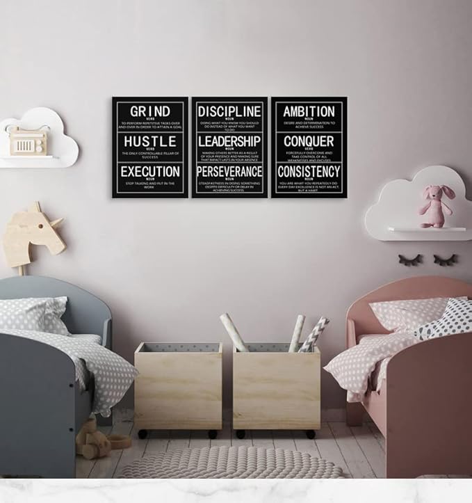 Inspirational Canvas Wall Art 3 Pieces Painting Office Decor Posters Prints Inspiring Entrepreneur Quotes Motivational Picture for Wall Art Decoration Living room Framed Ready to Hang[36''Wx 16''H]