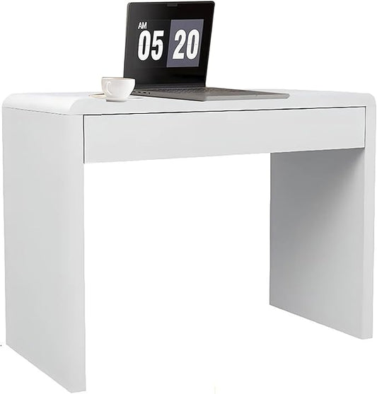 Modern Office Desk with Storage Drawers,Wood Computer Desk,White Desk Spacious Desktop,Compact Writing Study Desk,Multipurpose Workstation for bedroom home office(70x50x75cm(28x20x30inch), White)