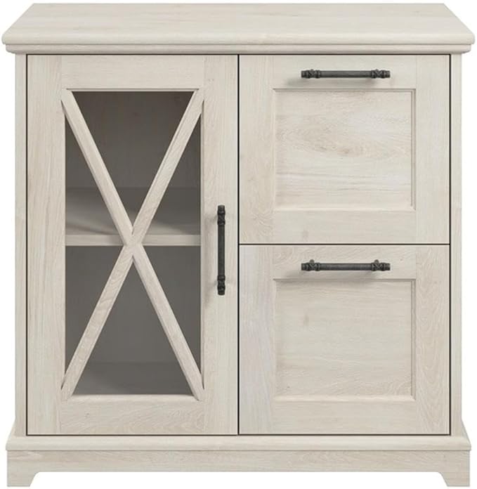 BOWERY HILL 2 Drawers 30" Lateral White Engineered Wood Filing Cabinet Easy Assembly Stationary Legal/Letter/A4 Size for Home, Office