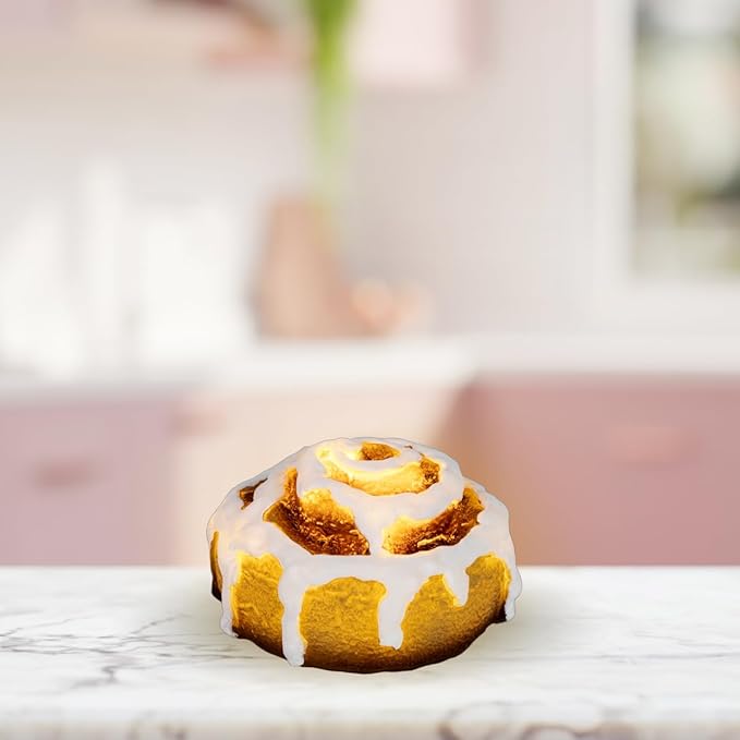 Cinnamon Bun Desk Light, Cute Resin College Lamp for Dorm Room or Kids Bedroom, Warm White LED Light, Battery Operated Decor for Girls & Home Office